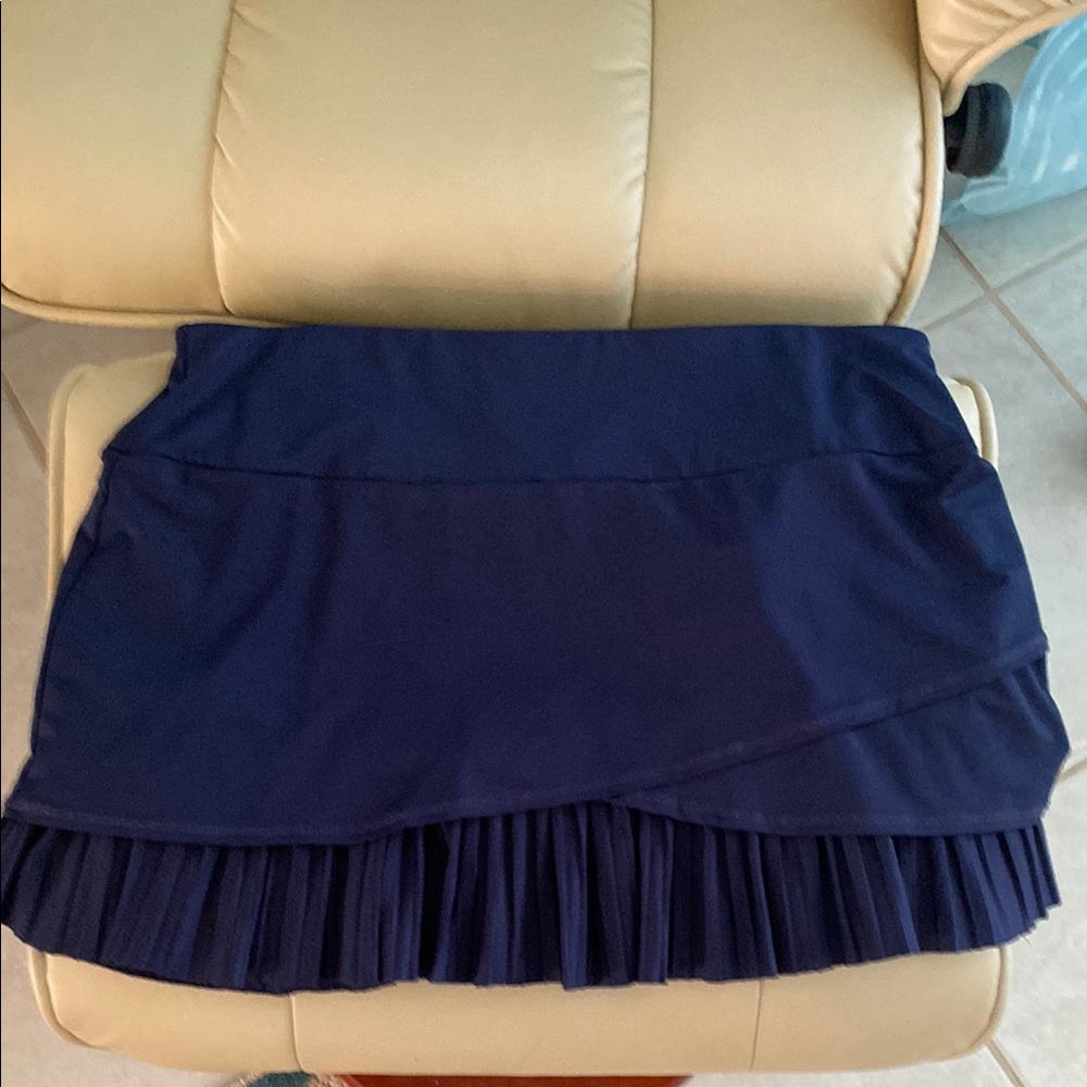 Lucky in Love Blue Ruffled Pencil Mini Skirt